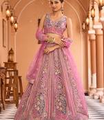 Lavender Net Fabric Sequins embroidery Semi Stitched Lehenga & Unstitched Blouse With Dupatta