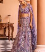 Purple Net Fabric Sequins embroidery Semi Stitched Lehenga & Unstitched Blouse With Dupatta