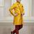 yellow faux_jute plain boys indo western dress with pajama