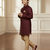 maroon faux_jute plain boys indo western dress with pajama