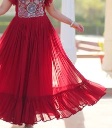 Maroon Georget  Kurti  With Beads and Sequins Embroidered work 