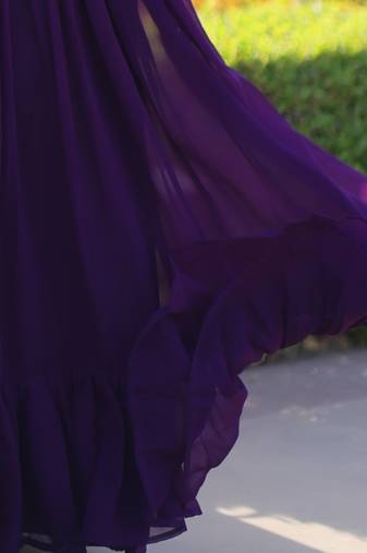 Purple Georget  Kurti  With Beads and Sequins Embroidered work 