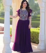 Purple Georget  Kurti  With Beads and Sequins Embroidered work 