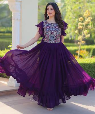 Purple Georget  Kurti  With Beads and Sequins Embroidered work  6