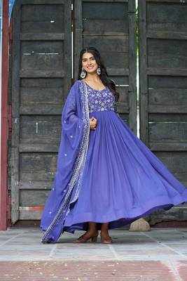 Georgette Kurti and Duptta  With Sequins Multithreaded Beads Embroidered work 3