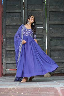 Georgette Kurti and Duptta  With Sequins Multithreaded Beads Embroidered work 4