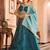 Teal Tissue Silk Fabric Sequins embroidery Semi Stitched Lehenga & Unstitched Blouse With Dupatta