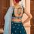 Teal Georgette Fabric Sequins embroidery Semi Stitched Lehenga & Unstitched Blouse With Dupatta