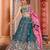 Teal Tissue Fabric Sequins embroidery Semi Stitched Lehenga & Unstitched Blouse With Dupatta