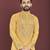 Yellow mirror work soft silk kurta set for men