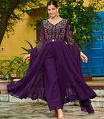 Yellow vichitra silk sequins embroidered flared gown with heavy dupatta