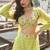 Lime green viscose jacquard silk embroidered western plazzo suit