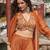 Rust viscose jacquard silk embroidered western plazzo suit