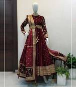 Maroon Velvet Anarkali Suit