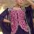 Purple chinon silk embroidered western plazzo suit