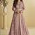 Onion pink chinon silk embroidered designer gown with strug