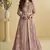 Onion pink chinon silk embroidered designer gown with strug
