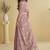Onion pink chinon silk embroidered designer gown with strug