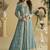 Sky blue chinon silk embroidered designer gown with strug