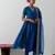 Blue embroidered chanderi anarkali set