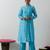 Blue plain chanderi kurta set
