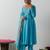 Blue embroidered chanderi anarkali set