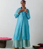 Blue plain chanderi co ord set