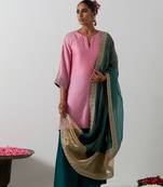 Pink plain chanderi kurta set