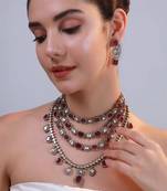 Royal kundan ruby stone necklace set with earrings