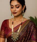 Traditional green & red beaded kundan jewelry set