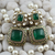 Antique gold-plated green stone choker necklace set with pearls
