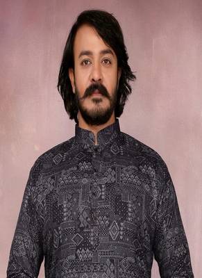 Black printed work festival wear cotton readymade kurta pajama 2