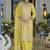 Yellow chinon silk embroidered designer plazzo suit