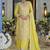 Yellow chinon silk embroidered designer plazzo suit