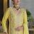 Yellow chinon silk embroidered designer plazzo suit