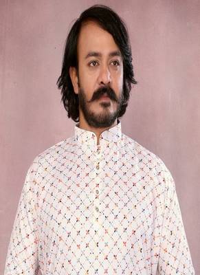 White printed work festival wear cotton readymade kurta pajama 2