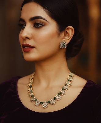 Elegant sapphire stone floral necklace with earrings 1