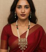 Regal charm layered kundan necklace with earrings