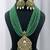 Elegant green beaded kundan necklace set with pearl drops