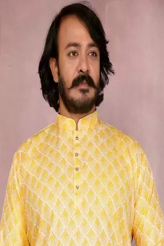Yellow printed work festival wear cotton readymade kurta pajama