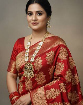Royal rajwadi long necklace set with premium golden plating 1