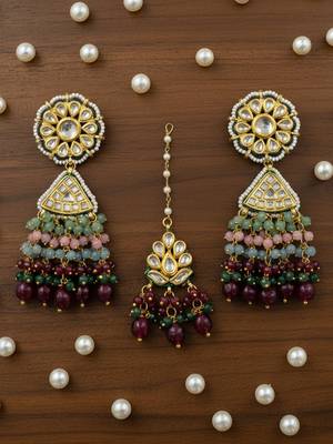Handcrafted majestic multicolor kundan onyx beaded bridal choker set 2