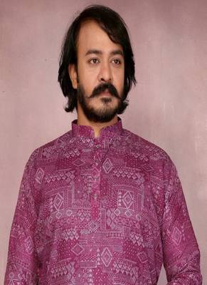 Pink printed work festival wear cotton readymade kurta pajama 2