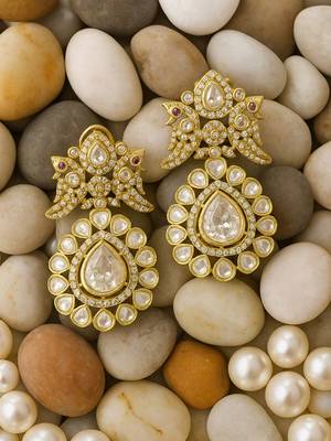 Elegant onyx beaded victorian necklace set with moissanite polki cz 2