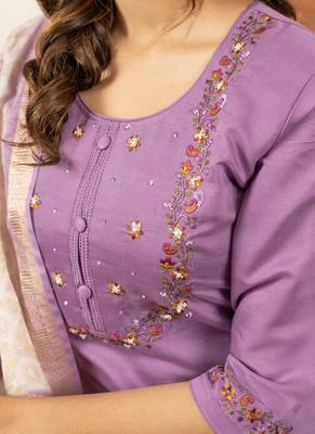 Lavender marina silk embroidered thread work salwar suit 4