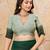 Green printed linen casual wear saree  with blouse