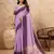 Purple printed linen casual wear saree with blouse