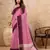 Pink printed linen casual wear saree with blouse