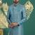 banarasi jacquard blue wedding wear neck work readymade groom