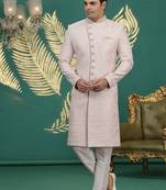 art silk light pink wedding wear hand embroidery readymade groom